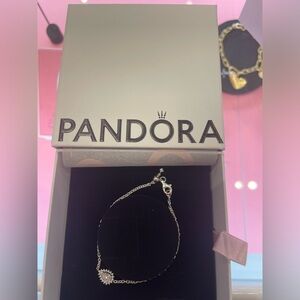 Pandora Sparkling Pear Halo Chain Silver Bracelet